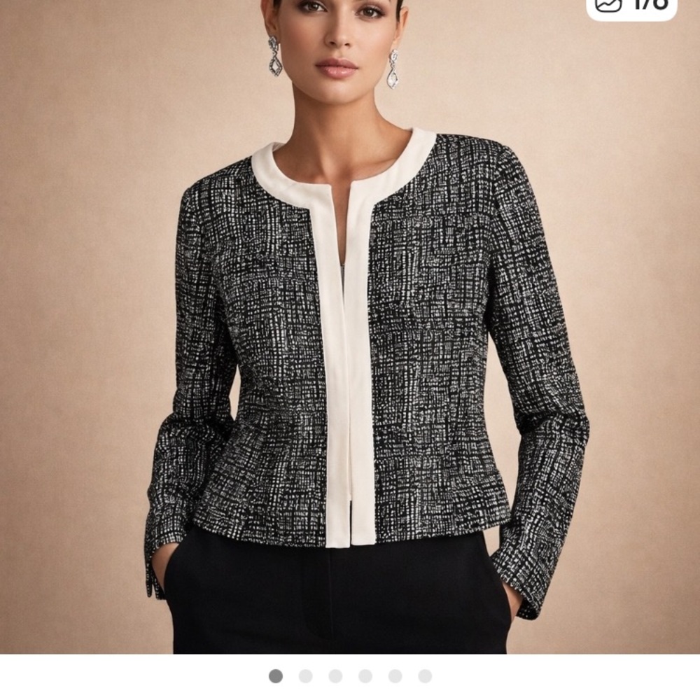Ellen Tracy Monochrome Textured Jacket